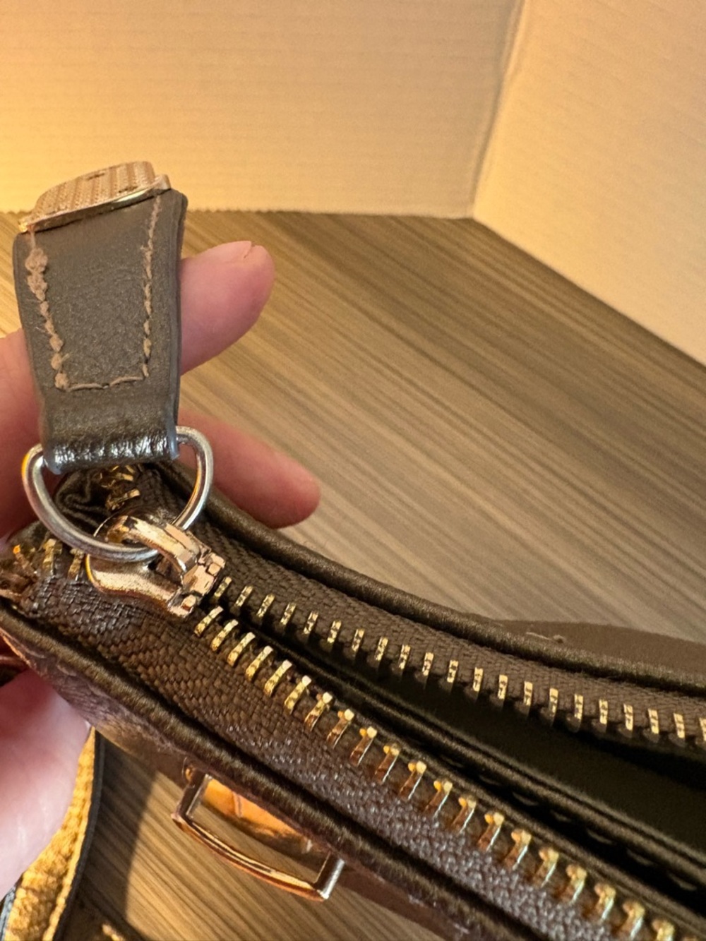 Kate Spade New York Brown Bronze Leather Crossbody Purse Bag Zipper Broken - Picture 10 of 11